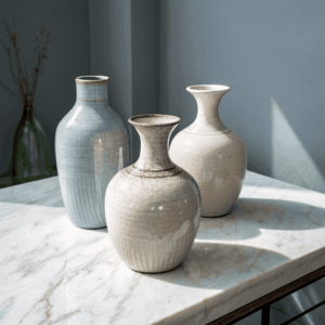 Hand-Painted Antique Ceramic Vase Pair