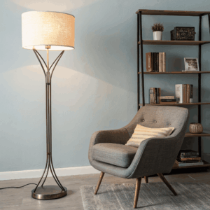 Antique Brass Floor Lamp with Art‑Deco Design